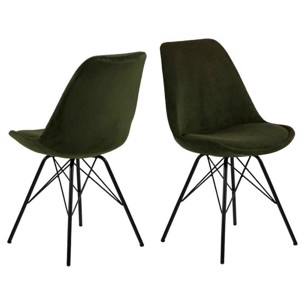 Eris Spisebordsstol Olivengrøn fløjl stof og ben Sort metal 