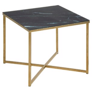 Alisma hjørnebord | 50x50x42 cm | Sort marmor Marquina glas