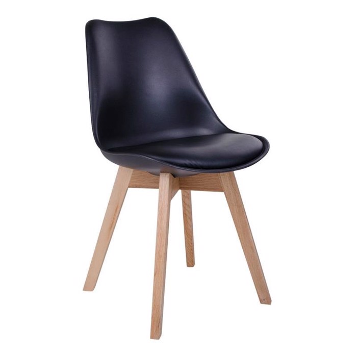 Molde spisebordstole - Sort sæde med natur ben 