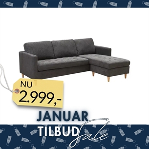 Firenze Sofa – Mørkegrå Stof & Naturtræ