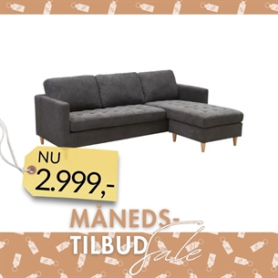Firenze Sofa – Mørkegrå Stof & Naturtræ