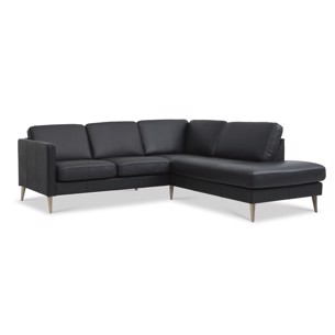 Ask sofa open-end sort okselæder