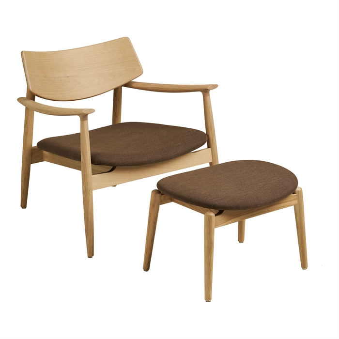 Olvera Loungestol og fodskammel, Egetræ, brun, sæt