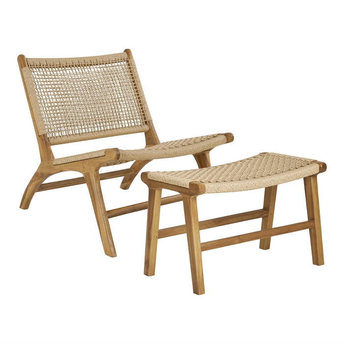 Derby Loungestol og skammel, Teak, Rattan, sæt
