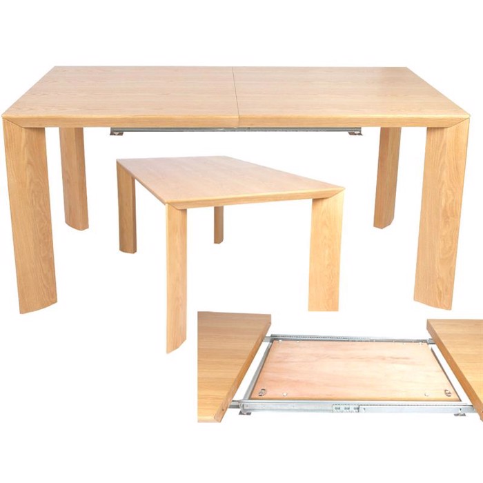 Spisebord i eg OPBEVARING AF TILLÆGSPLADE I BORD - L160/210 x B90 cm. H76 cm.