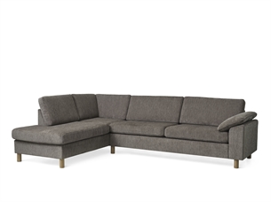 Ava 3 pers sofa med chaiselong, Brun