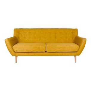 gul sofa med knapper