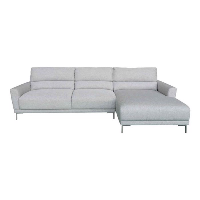 Ascoli - Chaiselong sofa - Lysegrå stof sofa med metal-ben - 277x165/99xH86 cm.
