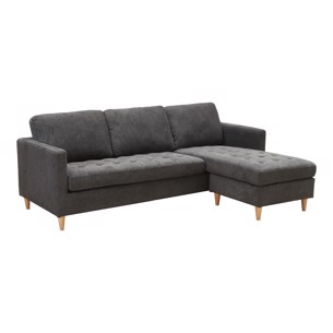 Firenze Sofa – Mørkegrå Stof & Naturtræ