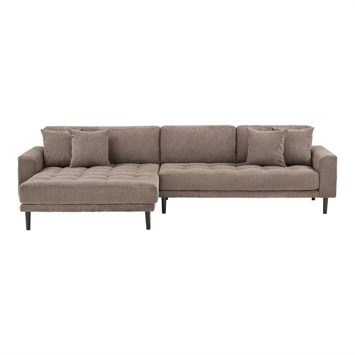 Lido Lounge Sofa, Brun Fløjl, Venstrevendt Chaiselong