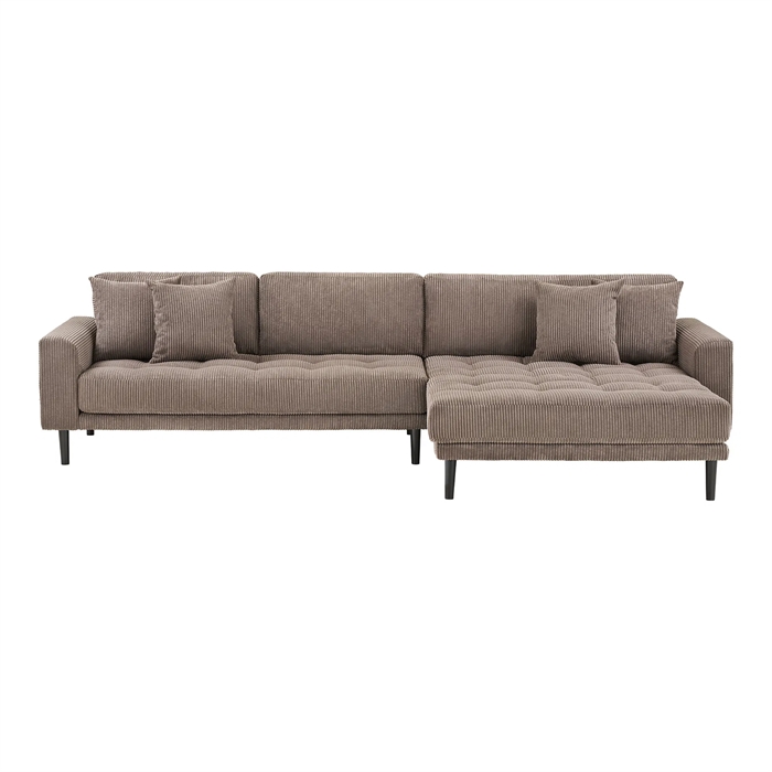 Lido Lounge Sofa, Brun Fløjl, Højrevendt Chaiselong