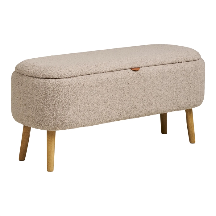 Harlow Bænk med opbevaring, Beige bouclé