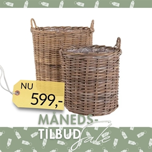 Indo Kurve, kubu rattan, natur sæt af 2