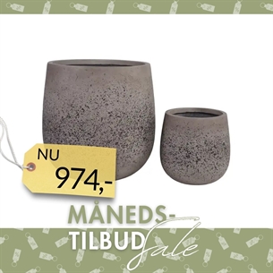 Krukker, fiberclay, grå sæt af 2