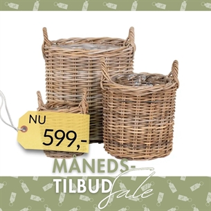 Sema Kurve, kubu rattan, natur sæt af 3