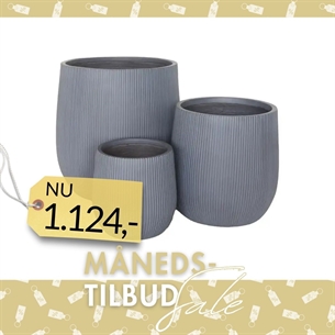 Krukker, fiberclay. Grå