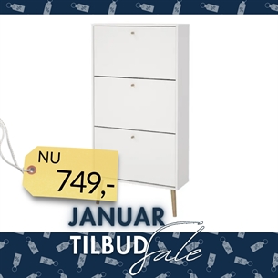 Bodo Skoskab 3 klaplåger - Hvid