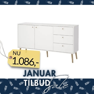 Bodo Skænk 2 låger + 3 skuffer - Hvid