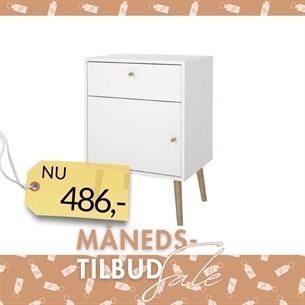 Bodo Sengebord 1 låge + 1 skuffe - Hvid