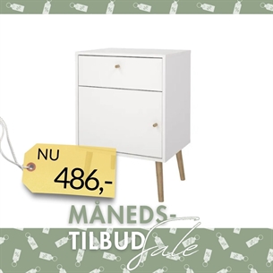 Bodo Sengebord 1 låge + 1 skuffe - Hvid