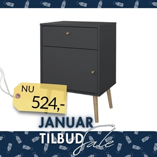 Bodo sengebord 1 låge + 1 skuffe - Matt Grey