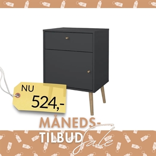 Bodo sengebord 1 låge + 1 skuffe - Matt Grey
