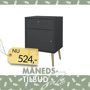 Bodo sengebord 1 låge + 1 skuffe - Matt Grey