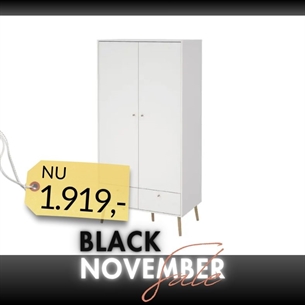 Bodo Garderobeskab 2 låger + 2 skuffer - Hvid