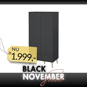 Bodo Garderobeskab 2 låger + 2 skuffer - Matt Grey