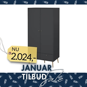 Bodo Garderobeskab 2 låger + 2 skuffer - Matt Grey