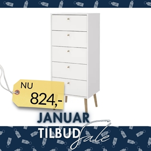 Bodo Kommode 5 skuffer - Hvid