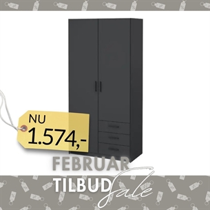 Sprint Garderobeskab 2 låger + 3 skuffer - Matt Grey