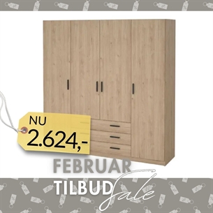 Sprint Garderobeskab 4 låger + 3 skuffer - Jackson Hickory 
