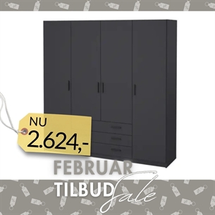 Sprint Garderobeskab 4 låger + 3 skuffer - Matt Grey
