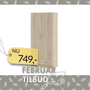 Space Garderobeskab 2 låger + 1 skuffe - Eg struktur 