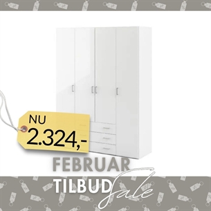 Space Garderobeskab 4 låger + 3 skuffer  - Hvid højglans