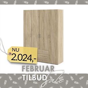 Space Garderobeskab 4 låger + 3 skuffer - Eg struktur