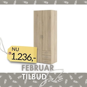Space Garderobeskab 2 låger + 3 skuffer  - Eg struktur 