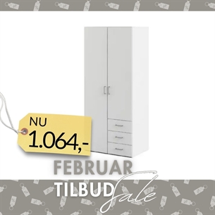 Space Garderobeskab 2 låger + 3 skuffer - Hvid