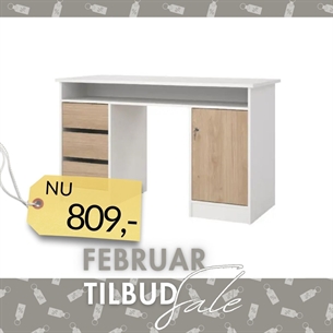 Function Plus Skrivebord 1 låge + 3 skuffer - Hvid Jackson Hickory
