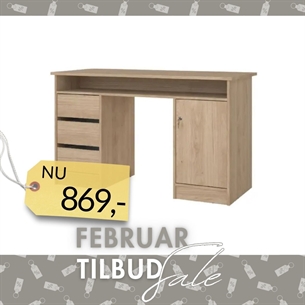 Function Plus Skrivebord 1 låge + 3 skuffer - Jackson Hickory 