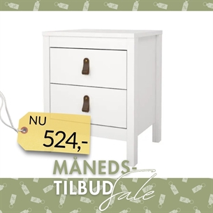 Madrid Sengebord 2 skuffer - Hvid