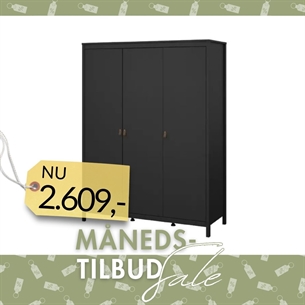 Madrid Garderobeskab 3 låger - Mat Sort