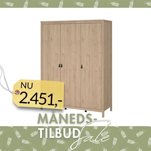 Madrid Garderobeskab 3 låger - Jackson Hickory 