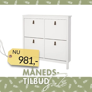 Madrid Skoskab 4 klaplåger - Hvid