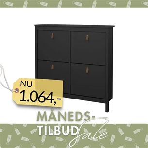 Madrid Skoskab 4 klaplåger - Mat sort