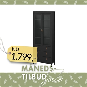 Madrid Vitrine 2 glasrammelåger + 3 skuffer - Mat sort