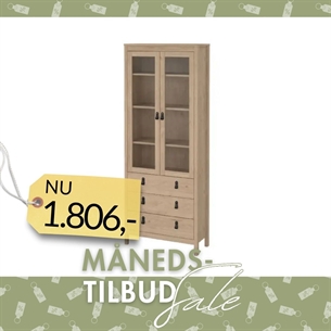 Madrid Vitrine 2 glasrammelåger + 3 skuffer - Jackson Hickory Jackson Hickory