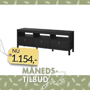 Madrid TV-bord med 3 skuffer - Mat Sort