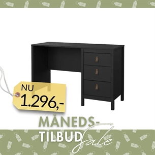 Madrid Skrivebord 3 skuffer - Mat Sort